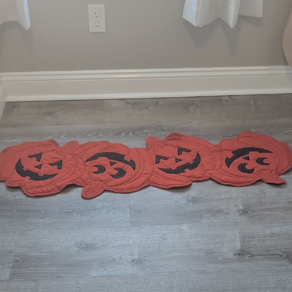Other - Pumpkin Halloween Table Runner - Orange and Black Roughly 4 1/2 Feet By 1 Foot